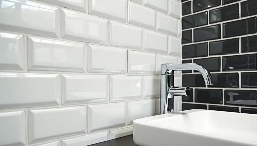 White tile as a sink's backsplash