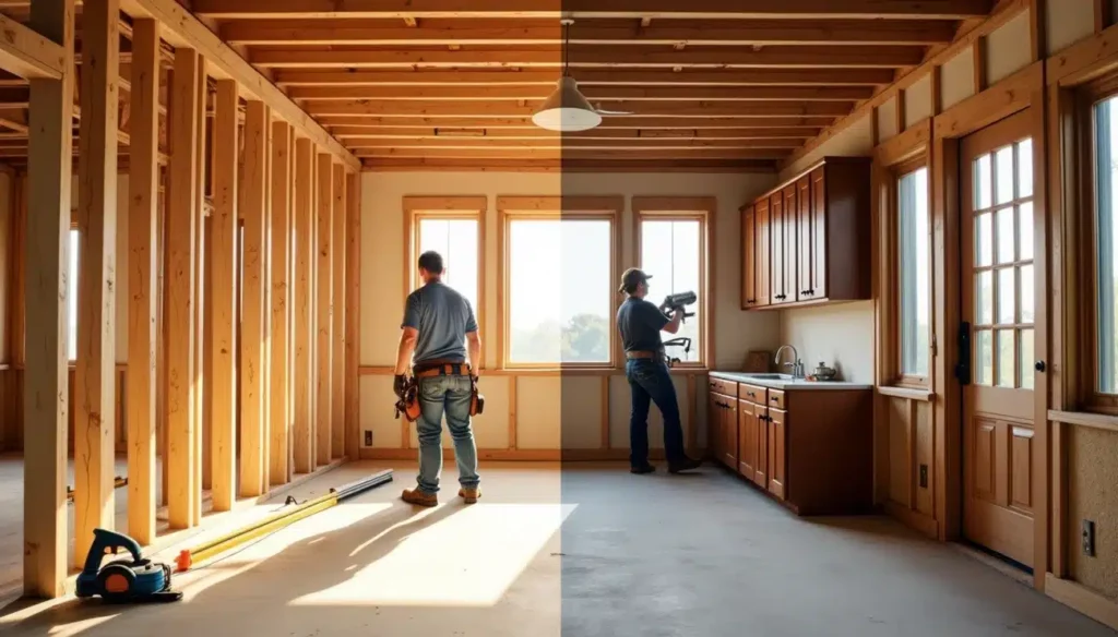 Rough vs Finish Carpentry in a picture with two contractors